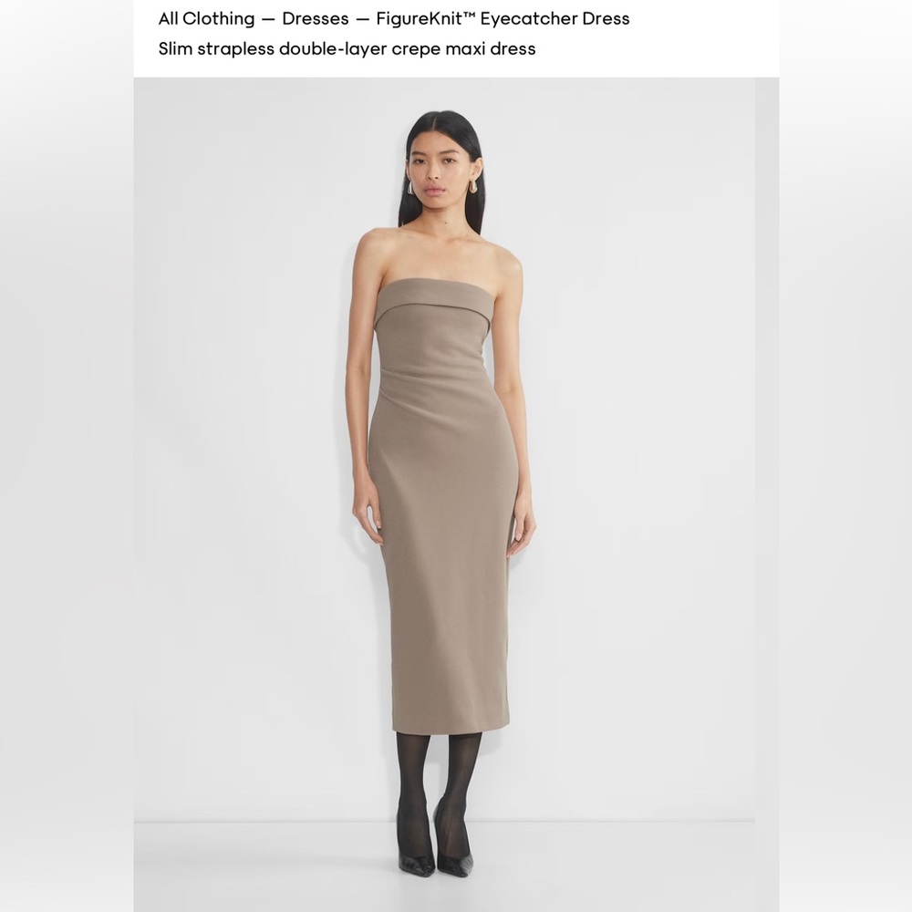 Aritzia Strapless Taupe Maxi Dress
